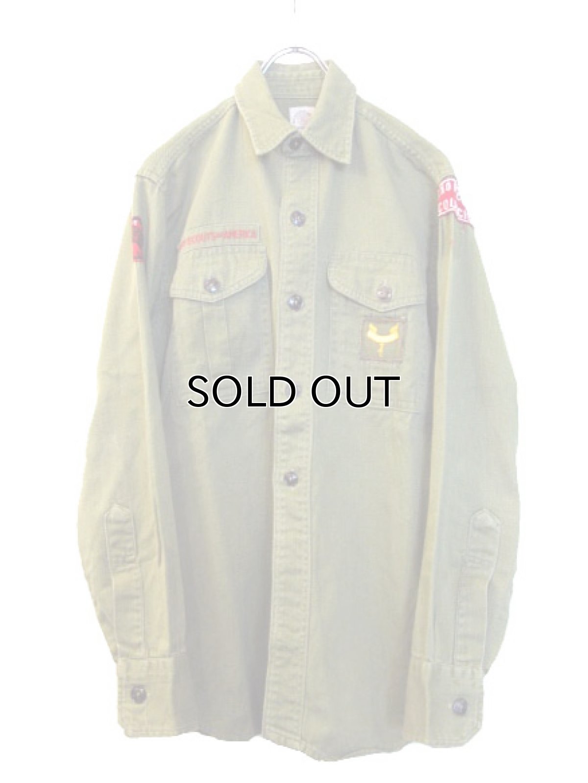 画像1: 1960's "BOY SCOUT"  All Cotton L/S Embroidery Shirts  size XS - S  (表記 13 1/2) (1)