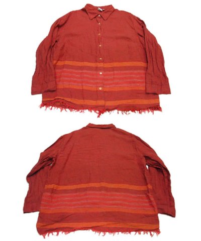 画像1: "Garnet Hill  L/S Design Linen Shirts  size M - L  (表記 18)