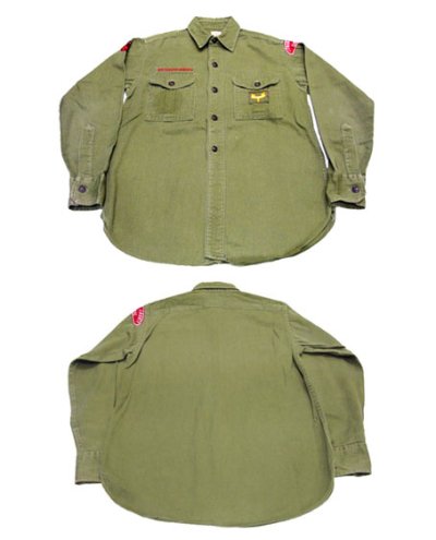 画像1: 1960's "BOY SCOUT"  All Cotton L/S Embroidery Shirts  size XS - S  (表記 13 1/2)