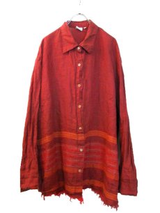 画像1: "Garnet Hill  L/S Design Linen Shirts  size M - L  (表記 18) (1)
