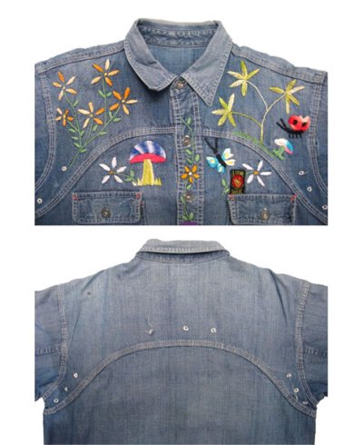 画像2: 1970's "EL CISNE"  L/S Denim Embroidery Shirts  size M  (表記 なし)