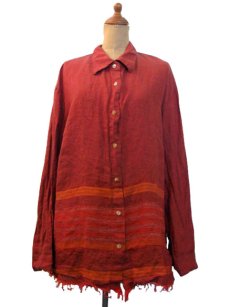 画像2: "Garnet Hill  L/S Design Linen Shirts  size M - L  (表記 18) (2)