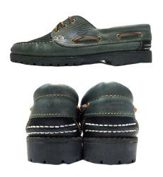 画像2: 1980's made in Italy Two-Tone Leather Deck Shoes　GREEN / BLACK　size 9 (2)