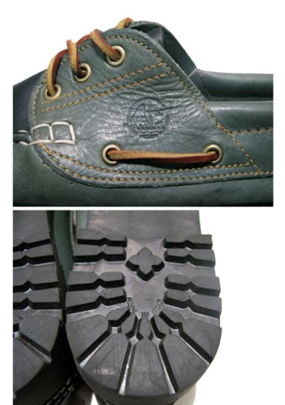 画像2: 1980's made in Italy Two-Tone Leather Deck Shoes　GREEN / BLACK　size 9