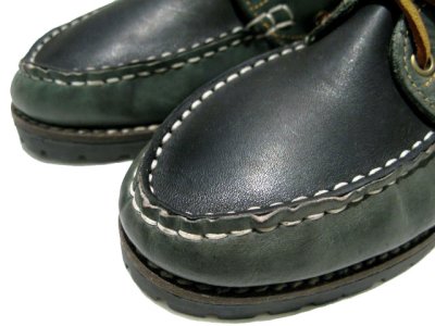 画像3: 1980's made in Italy Two-Tone Leather Deck Shoes　GREEN / BLACK　size 9