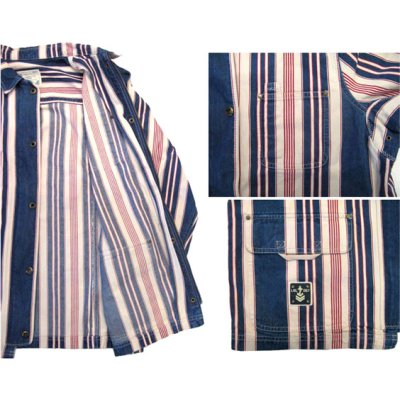画像2: Ralph Lauren "LAUREN JEANS" Multi Stripe Coverall  Nat / Indigo / Red　size M - L (表記 L)