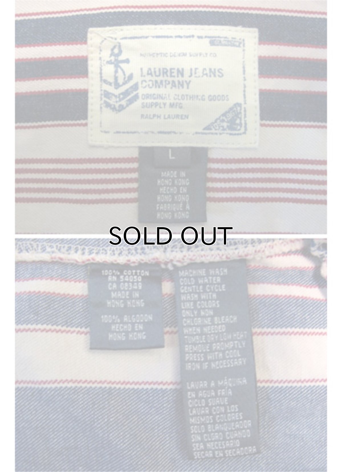 画像5: Ralph Lauren "LAUREN JEANS" Multi Stripe Coverall  Nat / Indigo / Red size M - L (表記 L) (5)