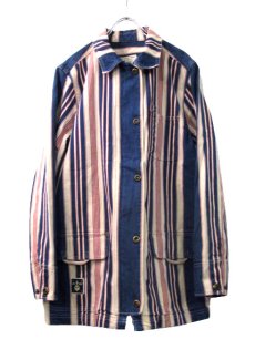 画像1: Ralph Lauren "LAUREN JEANS" Multi Stripe Coverall  Nat / Indigo / Red　size M - L (表記 L) (1)