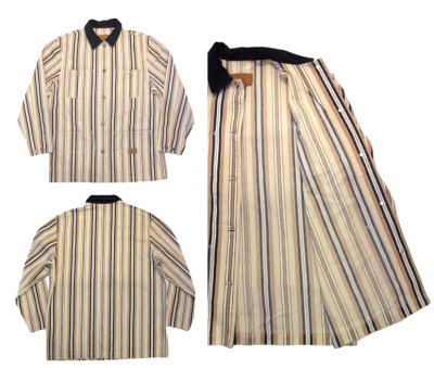 画像1: Ralph Lauren Multi Stripe Cotton Twill Coverall  Beige / Indigo / Red　size M - L (表記 M)