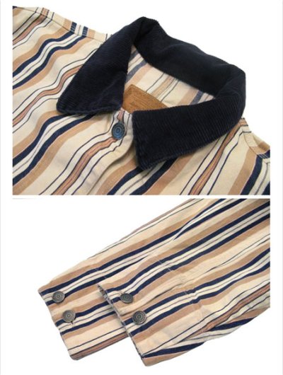 画像3: Ralph Lauren Multi Stripe Cotton Twill Coverall  Beige / Indigo / Red　size M - L (表記 M)