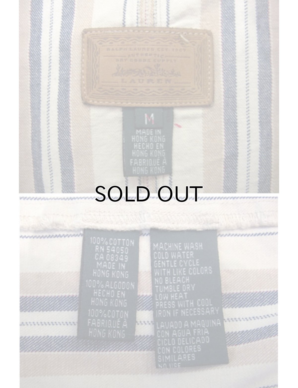 画像4: Ralph Lauren Multi Stripe Cotton Twill Coverall  Beige / Indigo / Red　size M - L (表記 M) (4)