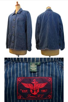 画像3: "Ralph Lauren" Indigo Stripe Cotton Coverall  Indigo / White　size S (表記 L) (3)