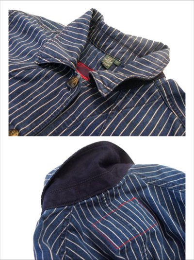 画像2: "Ralph Lauren" Indigo Stripe Cotton Coverall  Indigo / White　size S (表記 L)