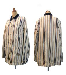 画像3: Ralph Lauren Multi Stripe Cotton Twill Coverall  Beige / Indigo / Red　size M - L (表記 M) (3)