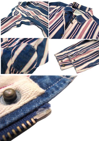 画像3: Ralph Lauren "LAUREN JEANS" Multi Stripe Coverall  Nat / Indigo / Red　size M - L (表記 L)