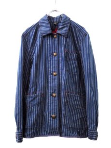 画像1: "Ralph Lauren" Indigo Stripe Cotton Coverall  Indigo / White　size S (表記 L) (1)