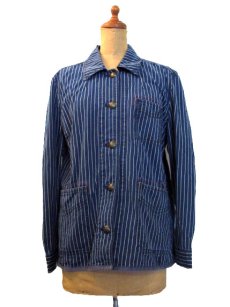 画像2: "Ralph Lauren" Indigo Stripe Cotton Coverall  Indigo / White　size S (表記 L) (2)