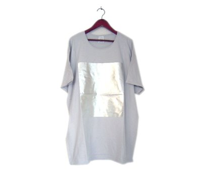 画像1: "ポエムのTee"  半袖ビッグT　 " 四角 "　 ICE GREY / SILVER　size XXL