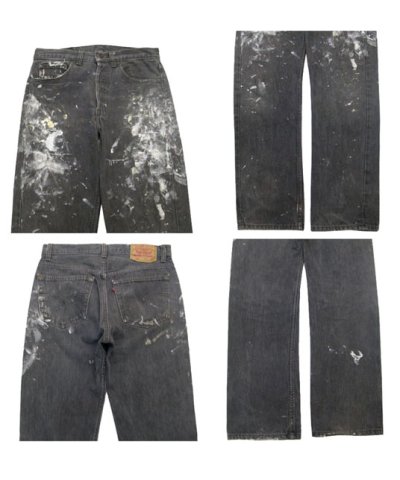 画像1: 1990's Levi's 501 Black Denim Paint Pants made in USA　size 31.5 inch (表記 31 x 30)