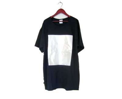 画像1: "ポエムのTee"  半袖ビッグT　 " 四角 "　 BLACK / SILVER　size  XL