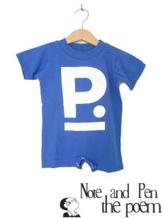 画像1: "ポエムのロンパース"  for KID'S　 " P "　 ブルー　size 24 M (1)