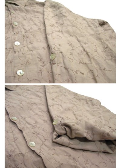 画像3: ~00's "CHICO'S DESIGN"  Silk / Linen Embroidery Shirts　ベージュ　size M  (表記 2)