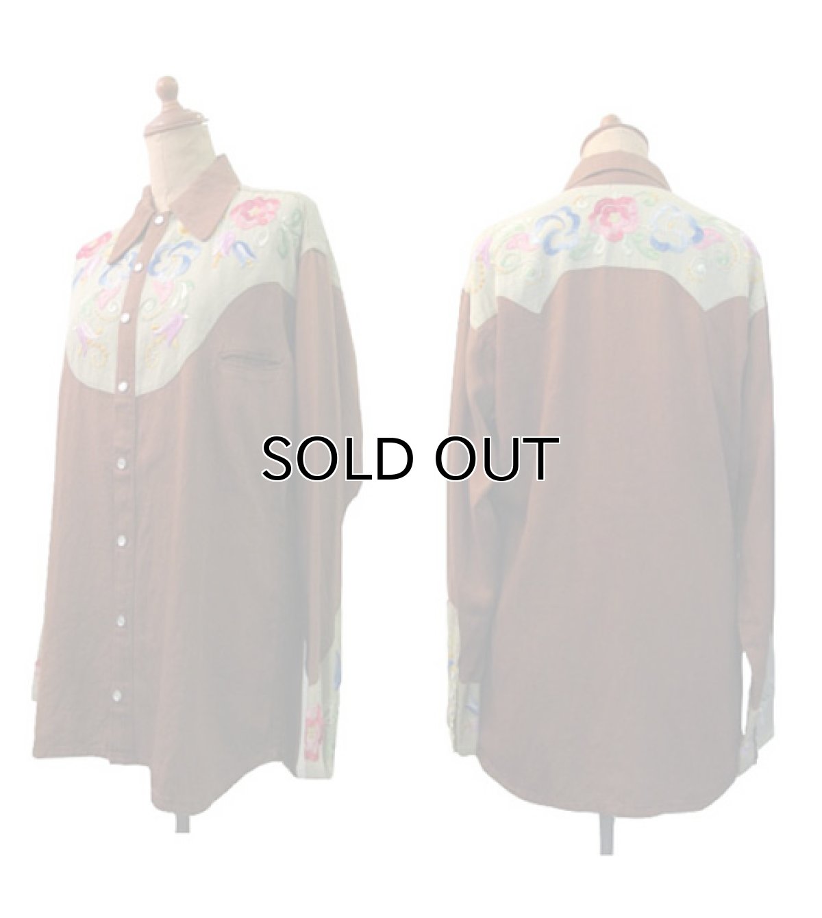 画像2: 1970's Embroidery Western Shirts　size S - M  (表記 無し) (2)