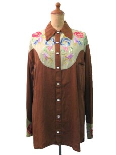 画像1: 1970's Embroidery Western Shirts　size S - M  (表記 無し) (1)