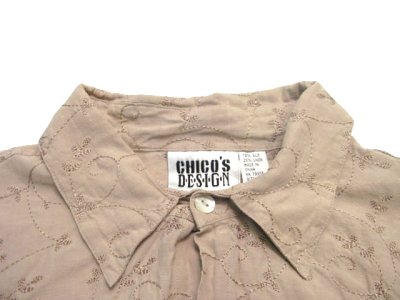 画像2: ~00's "CHICO'S DESIGN"  Silk / Linen Embroidery Shirts　ベージュ　size M  (表記 2)