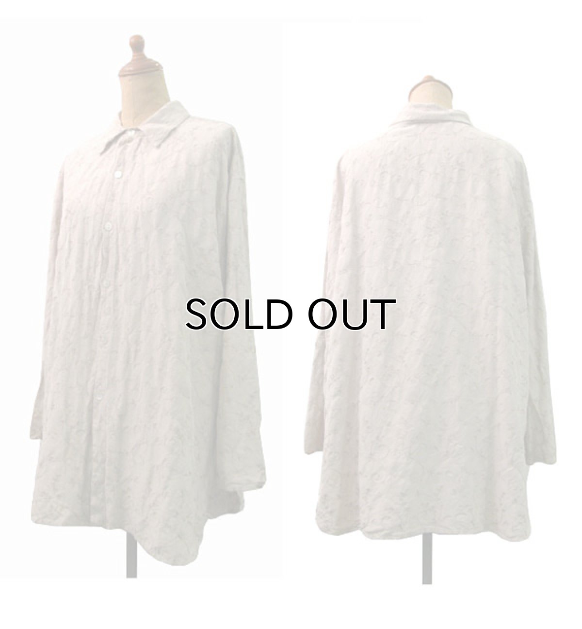 画像2: ~00's "CHICO'S DESIGN"  Silk / Linen Embroidery Shirts　ベージュ　size M  (表記 2) (2)