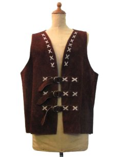 画像2: 1970's Suede Leather Vest  Brown　size L  (表記 無し) (2)