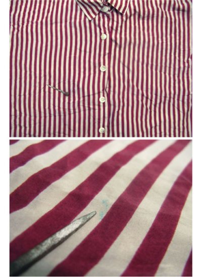 画像2: "STUNT"  Stripe Silk Shirts  Burgundy / White　size   (表記 )