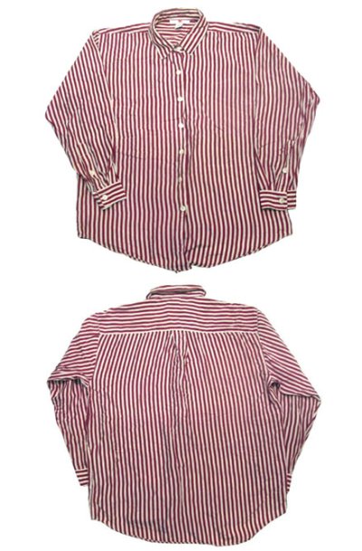 画像1: "STUNT"  Stripe Silk Shirts  Burgundy / White　size   (表記 )