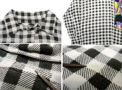 画像2: "MONALISA"  Rayon Check Design Shirts  Black / White　size   (表記 )