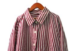 画像4: "STUNT"  Stripe Silk Shirts  Burgundy / White　size   (表記 ) (4)