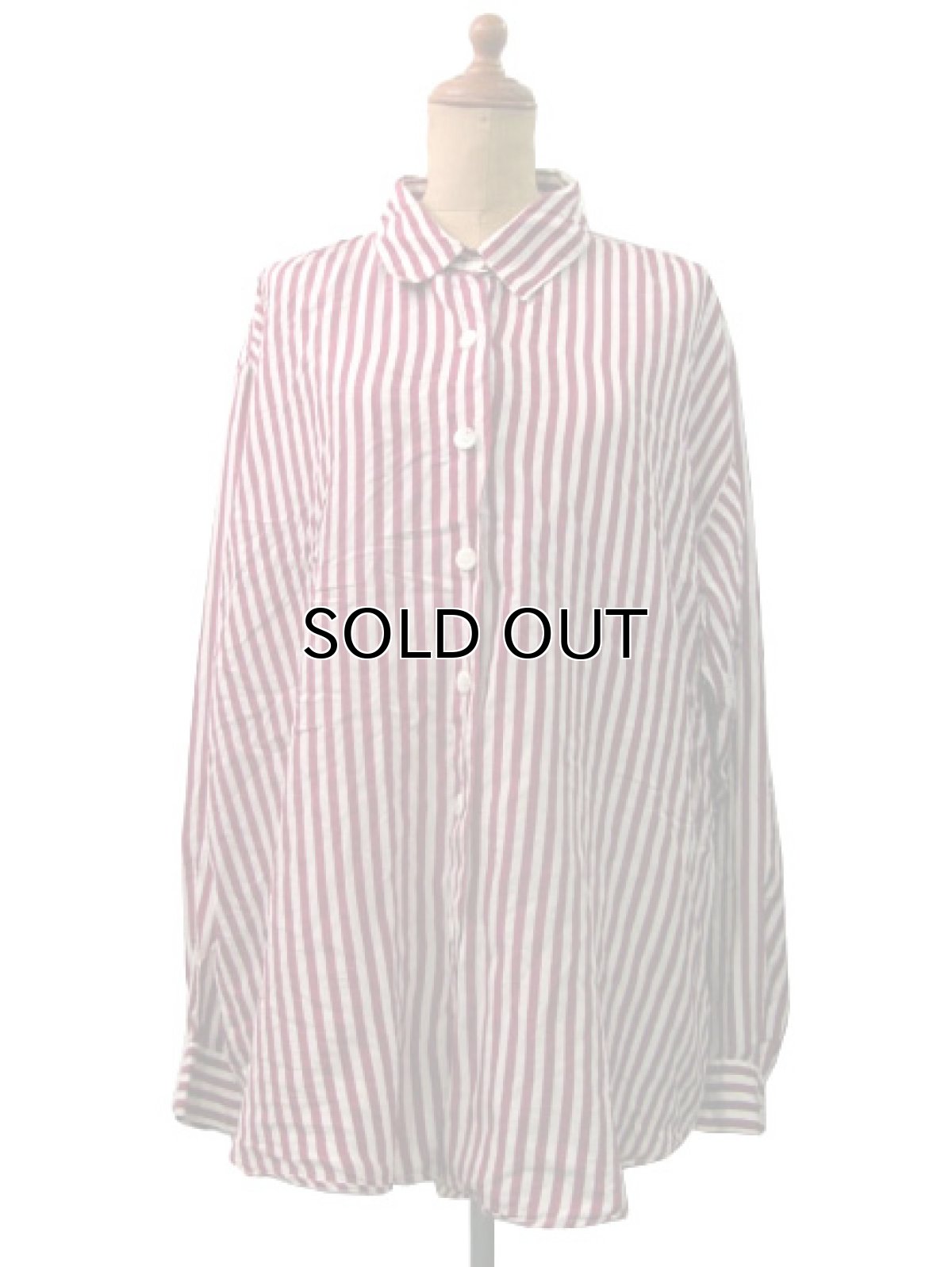 画像1: "STUNT"  Stripe Silk Shirts  Burgundy / White　size   (表記 ) (1)