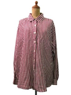 画像1: "STUNT"  Stripe Silk Shirts  Burgundy / White　size   (表記 ) (1)