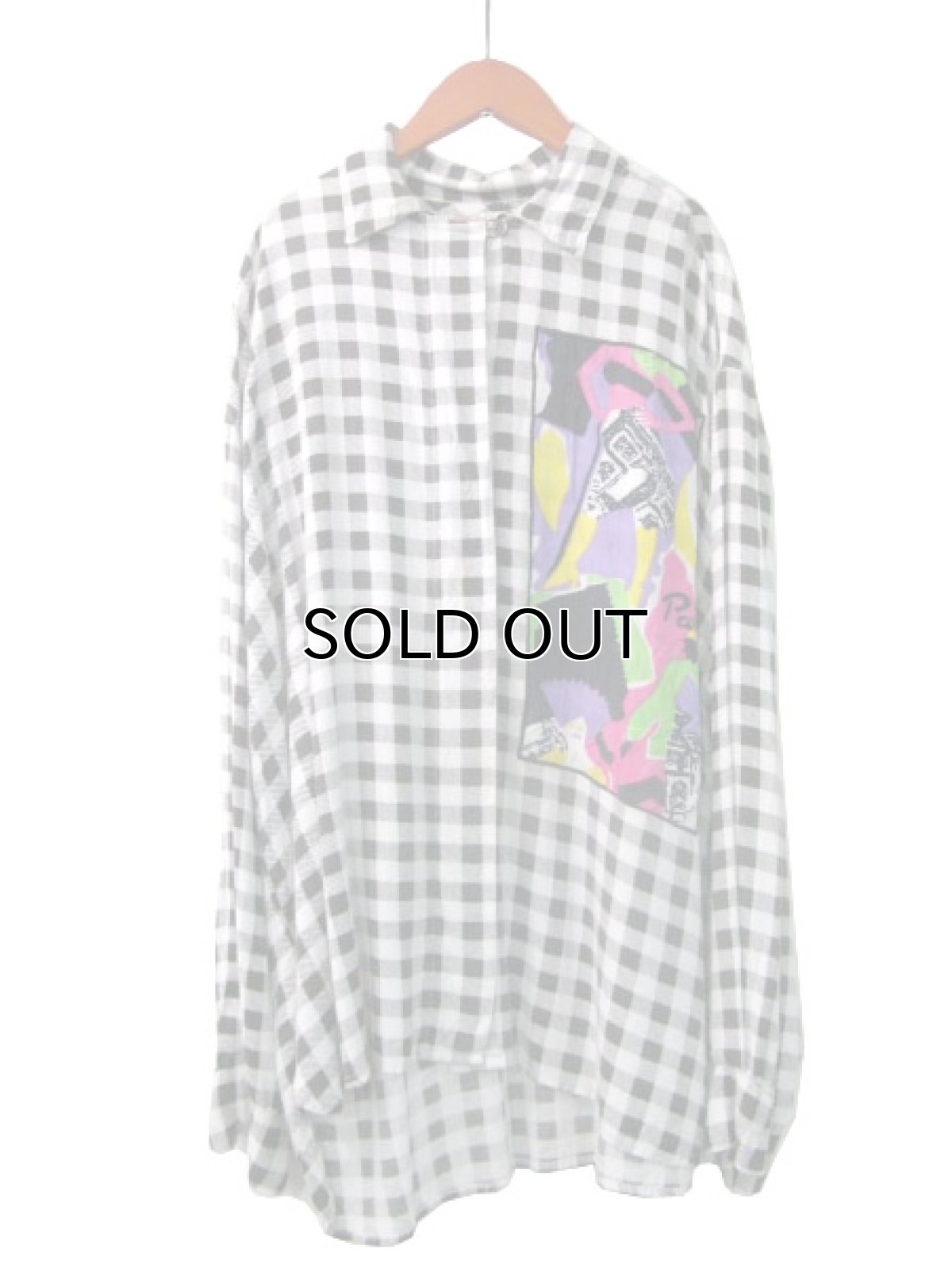 画像2: "MONALISA"  Rayon Check Design Shirts  Black / White size   (表記 ) (2)