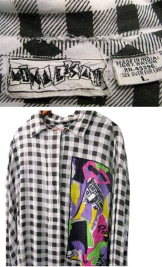 画像4: "MONALISA"  Rayon Check Design Shirts  Black / White　size   (表記 ) (4)