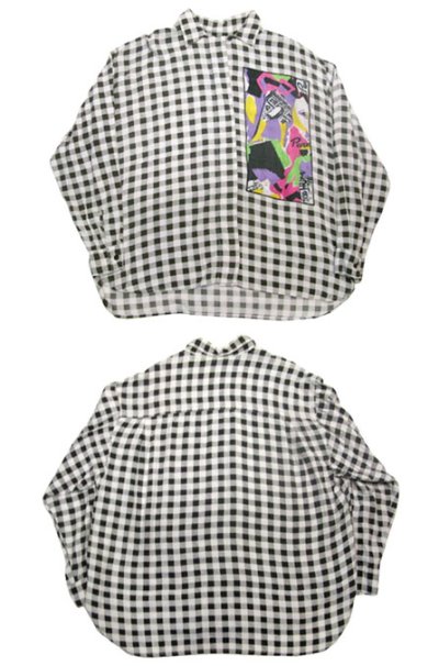 画像1: "MONALISA"  Rayon Check Design Shirts  Black / White　size   (表記 )