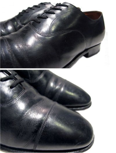 画像1: OLD "Church's"　Straight Tip Leather Shoes made in England　BLACK　 size 7 E  ( 25-25.5 cm )