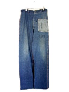 画像1: 1950's "L.A.P.D." Prisoner Denim Trousers size w 33 inch (1)