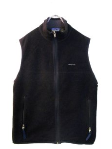 画像1: 1990's "Patagonia" Synchilla Fleece Vest  BLACK　size M  (表記 M) (1)