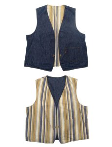 画像4: 1970's "LEVI'S" Reversible Vest　Big "E"　DENIM / STRIPE　size L  (表記 無し) (4)