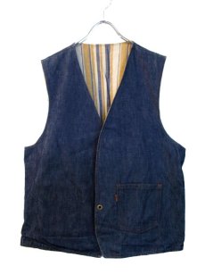 画像1: 1970's "LEVI'S" Reversible Vest　Big "E"　DENIM / STRIPE　size L  (表記 無し) (1)