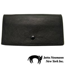 画像1: "JUTTA NEUMANN" Leather Wallet "the Waiter's Wallet"  color : BLACK / EMERALD  財布 ONE SIZE (1)