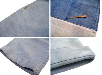 画像3: ~1950's French Patched Blue Moleskin Work Trousers　size w 31 inch (表記 不明)