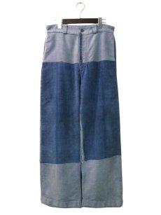 画像1: ~1950's French Patched Blue Moleskin Work Trousers　size w 31 inch (表記 不明) (1)
