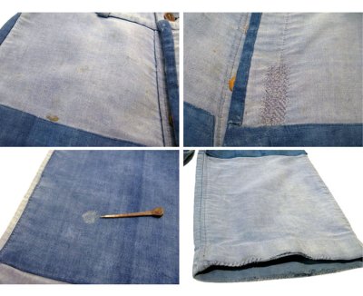 画像1: ~1950's French Patched Blue Moleskin Work Trousers　size w 31 inch (表記 不明)