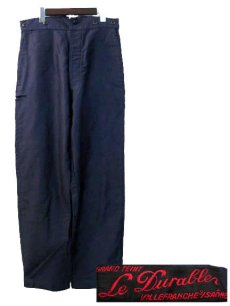 画像1: 1930~40's French Blue Moleskin Work Trousers　size w 30 ~ 31.5 inch (表記 42) (1)